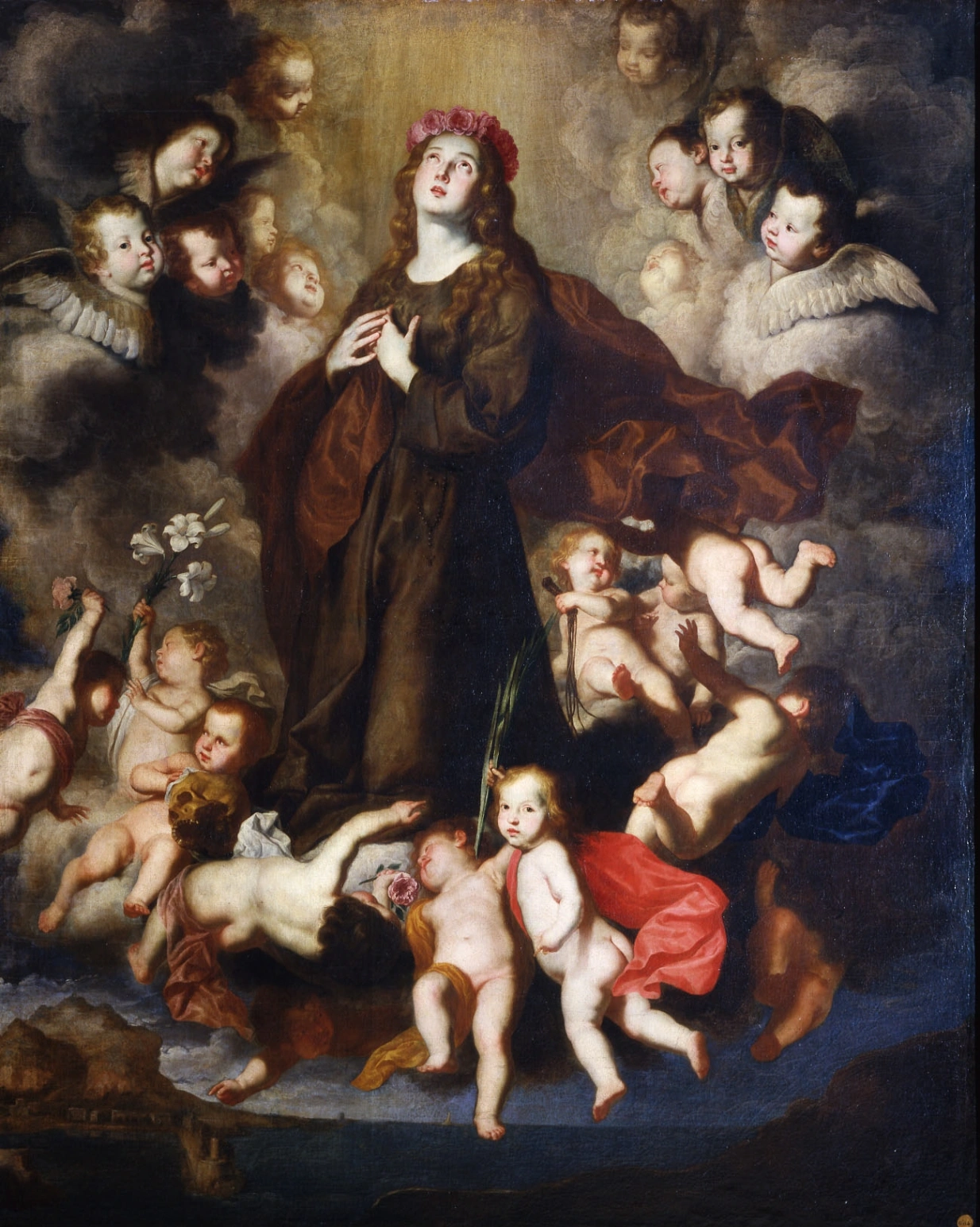 Pietro Novelli, Santa Rosalia in Gloria, 1603-1647 circa, olio su tela, 204 x 180 cm, Real Academia de Bellas Artes de San Fernando, Madrid.