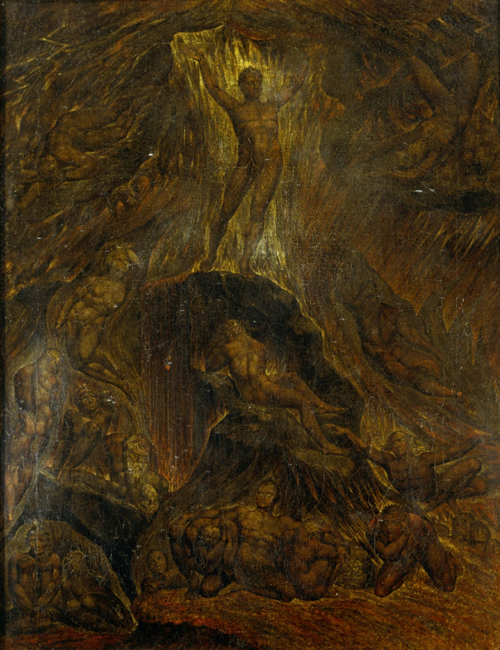 William Blake, Satana scatena gli angeli ribelli, 1808, penna e acquerello, 52 × 40 cm, Victoria and Albert Museum, Londra.