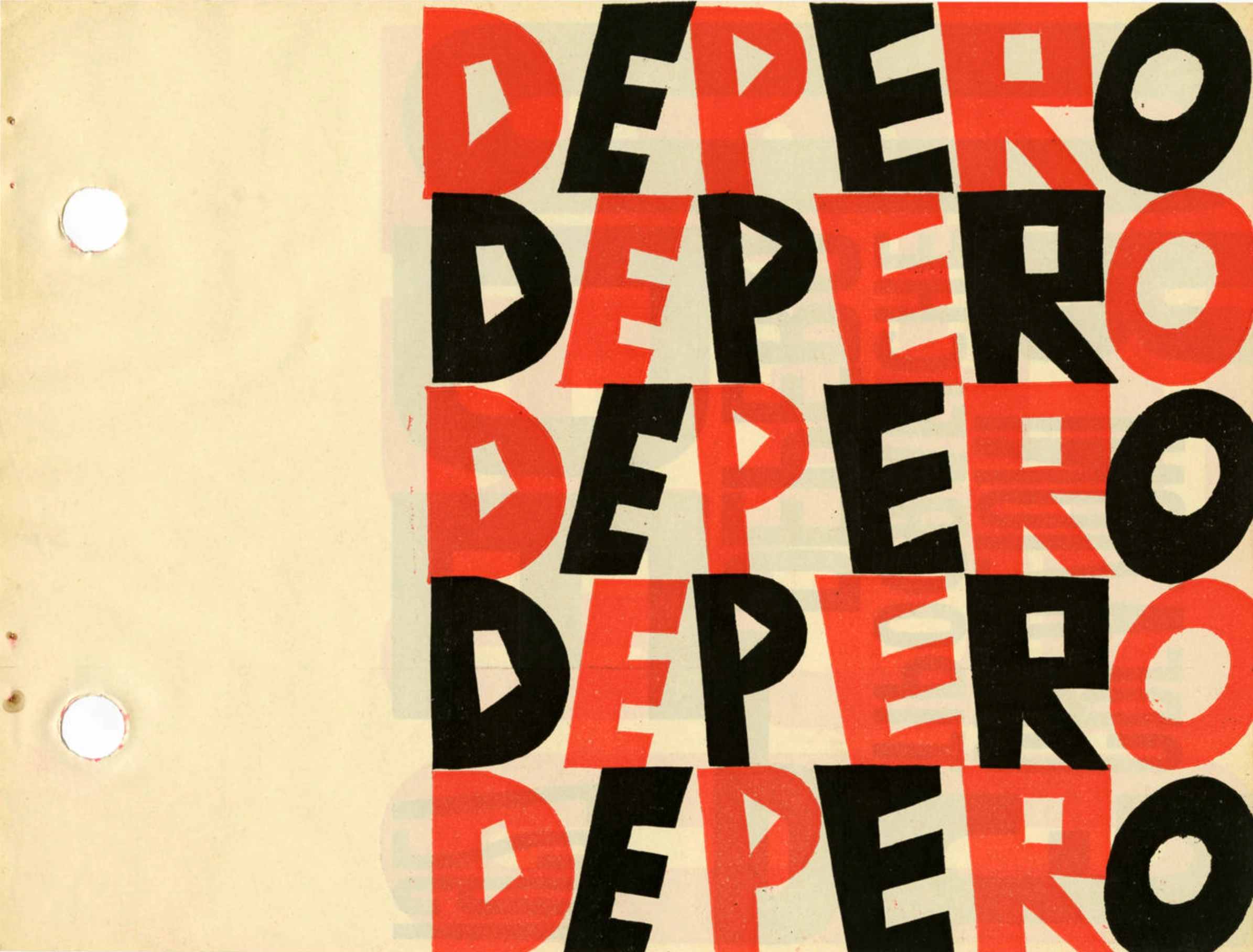 Pagina dalla prima edizione di Depero Futurista, Dinamo-Azari, Milano, 1927, 32 x 24,2 x 24, 2 cm, © 2016 Artists Rights Society, New York, SIAE Roma