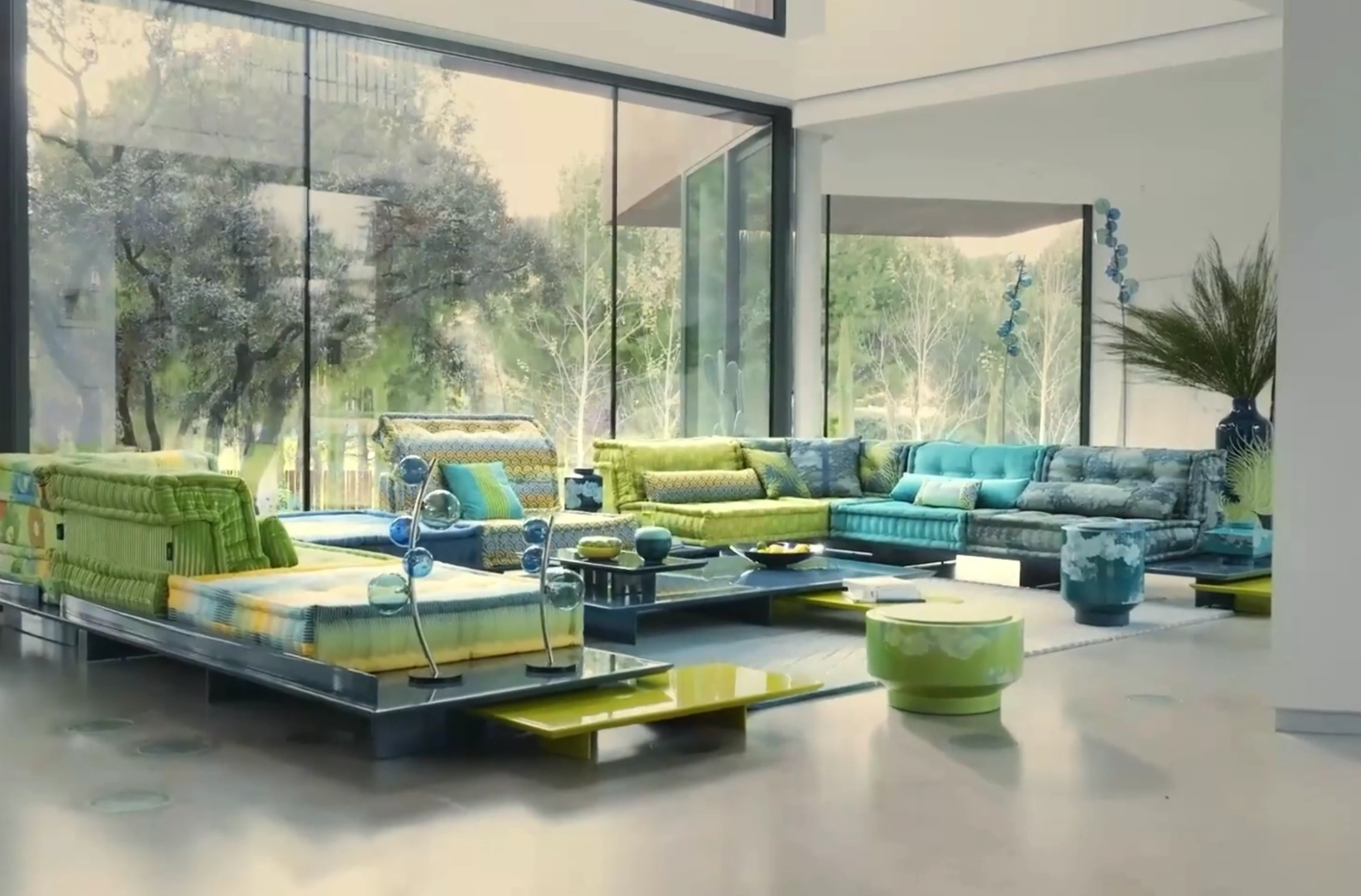 Una delle versioni del divano Mah Jong creato dall'artista e designer Hans Hopfer per Roche Bobois. © Roche Bobois