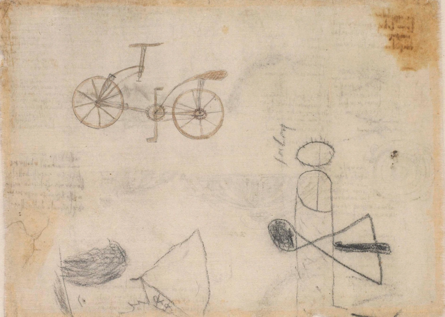 Leonardo da Vinci?, Presunto studio di bicicletta, Codice Atlantico, folio 133 v, Veneranda Biblioteca Ambrosiana, Milano.
