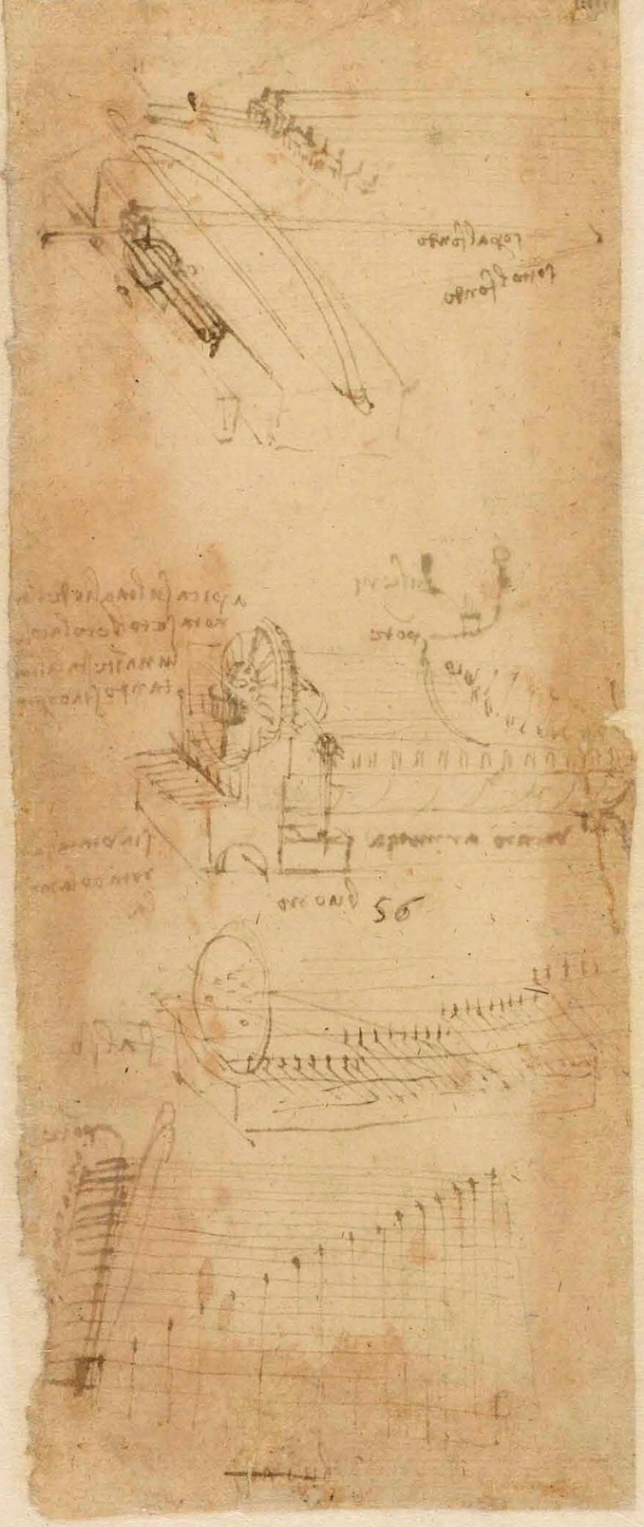 Leonardo da Vinci, Viola organista, Codice Atlantico, folio 586r, Veneranda Biblioteca Ambrosiana, Milano. © Ambrosiana