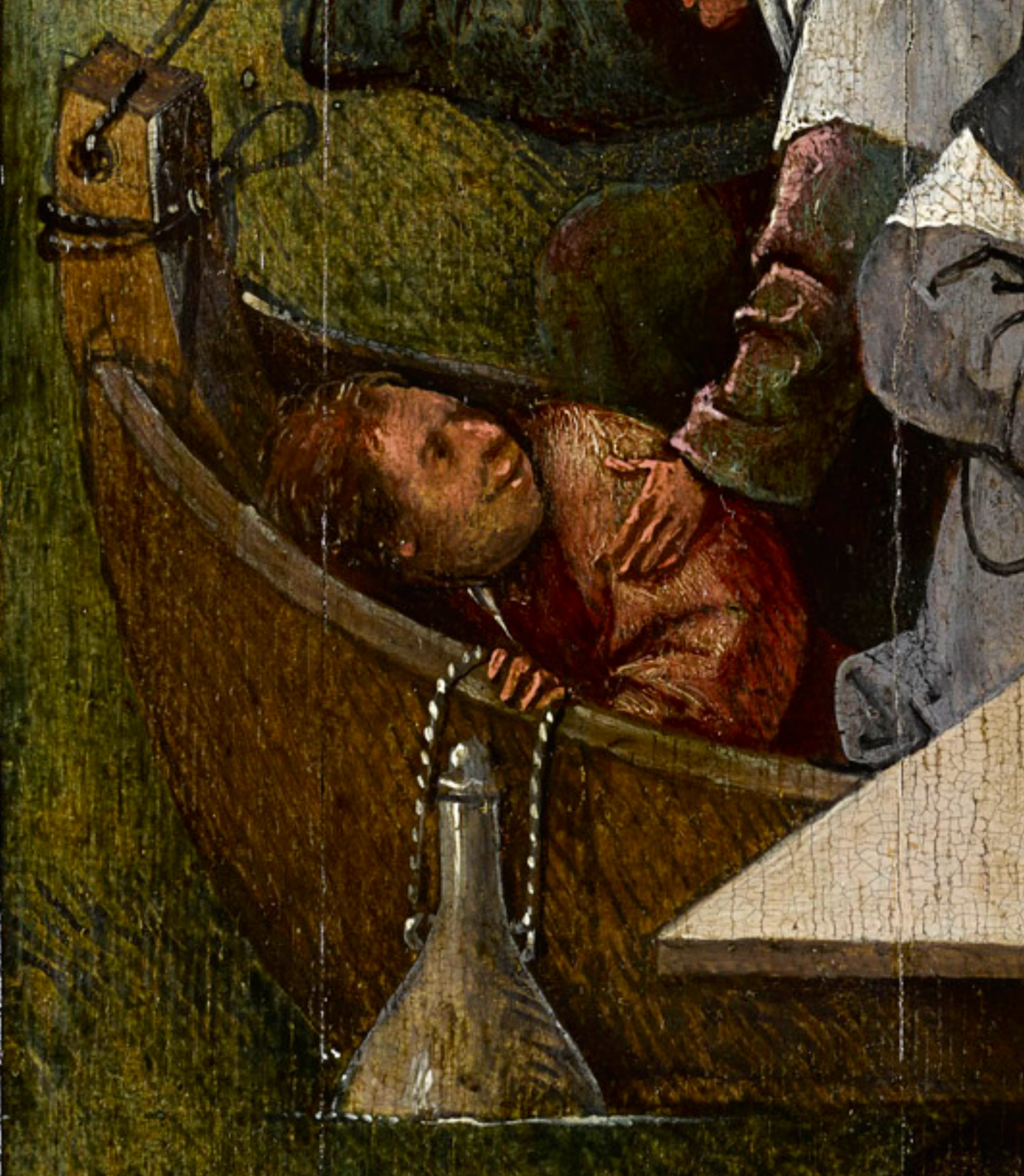 Hieronymus Bosch, La Nave dei Folli, 1494 circa, olio su tavola, 57,9 × 32,6 cm, Parigi, Museo del Louvre. Dettaglio.