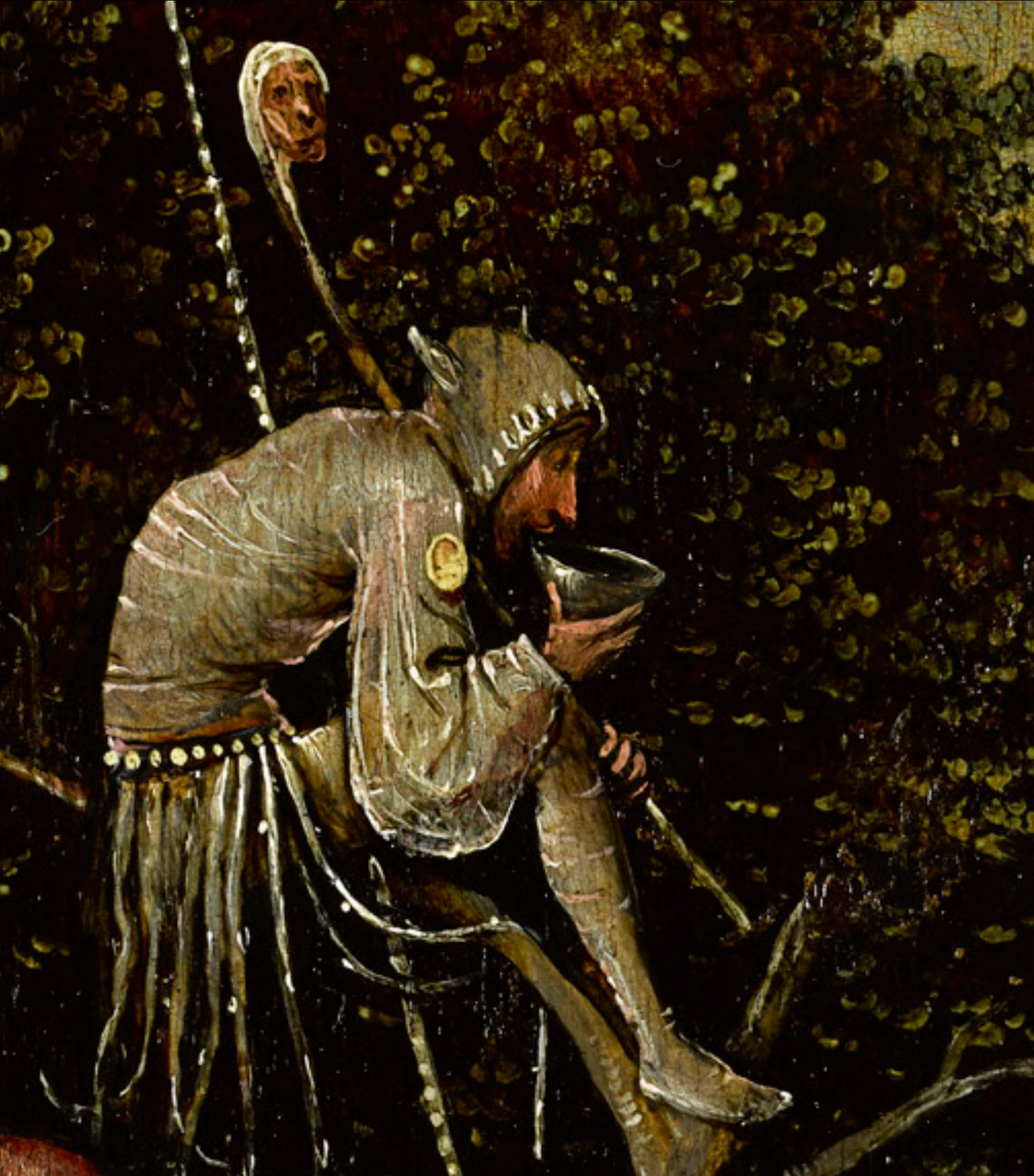 Hieronymus Bosch, La Nave dei Folli, 1494 circa, olio su tavola, 57,9 × 32,6 cm, Parigi, Museo del Louvre. Dettaglio.