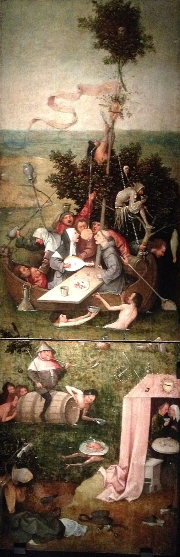 L'immagine, seppur di scarsa qualità, permette di cogliere il legame originario tra l'opera in oggetto e l'Allegoria dei Piaceri (Hieronymus Bosch, 1494 circa, olio su tavola, 35,9 × 31,4 cm, Yale University Art Gallery, New Haven).