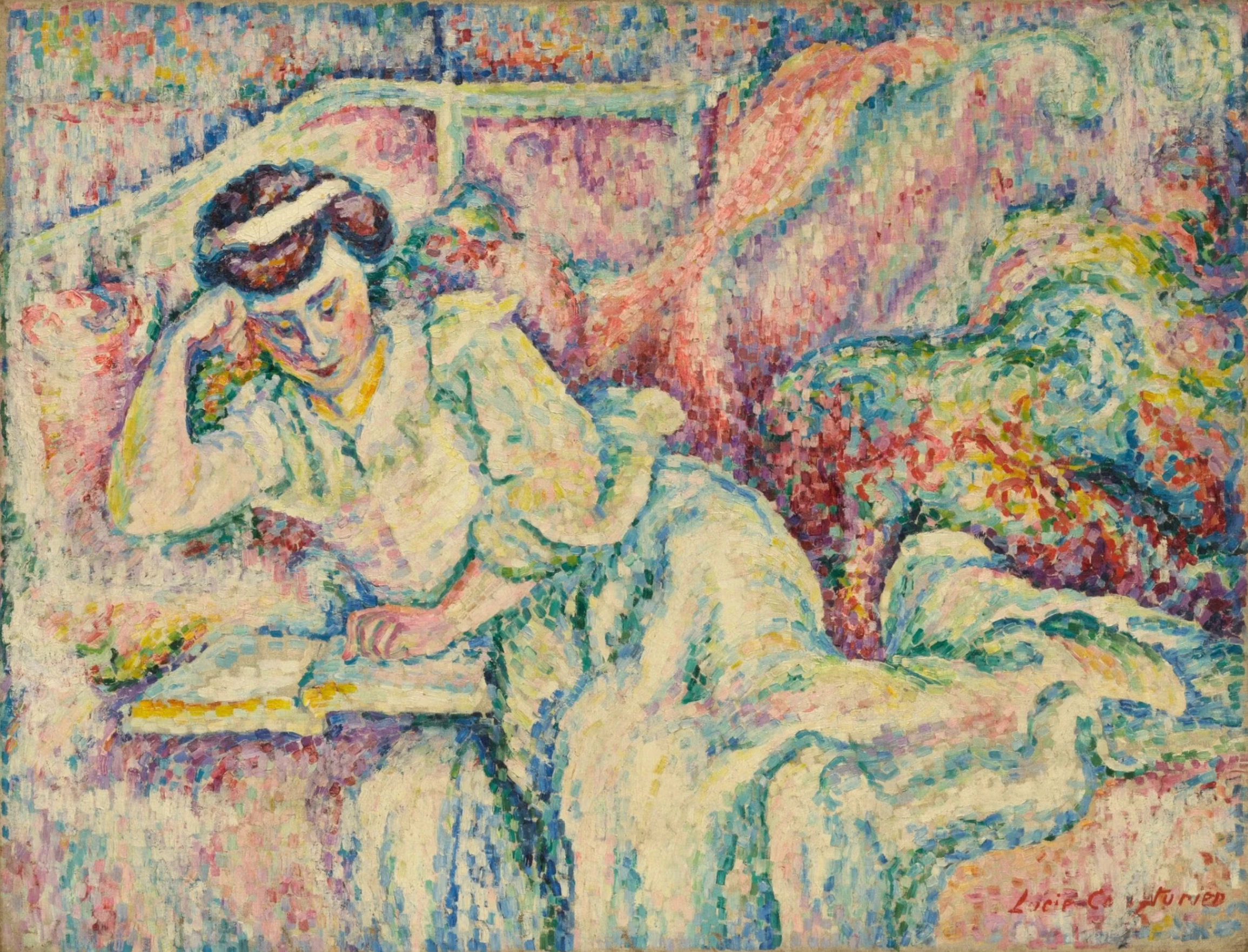 Lucie Cousturier, Donna che legge, 1907, olio su tela, 85,1 × 111,8 cm, The Museum of Modern Art, New York. Donazione E. &amp; A. Silberman Galleries © The Museum of Modern Art, New York