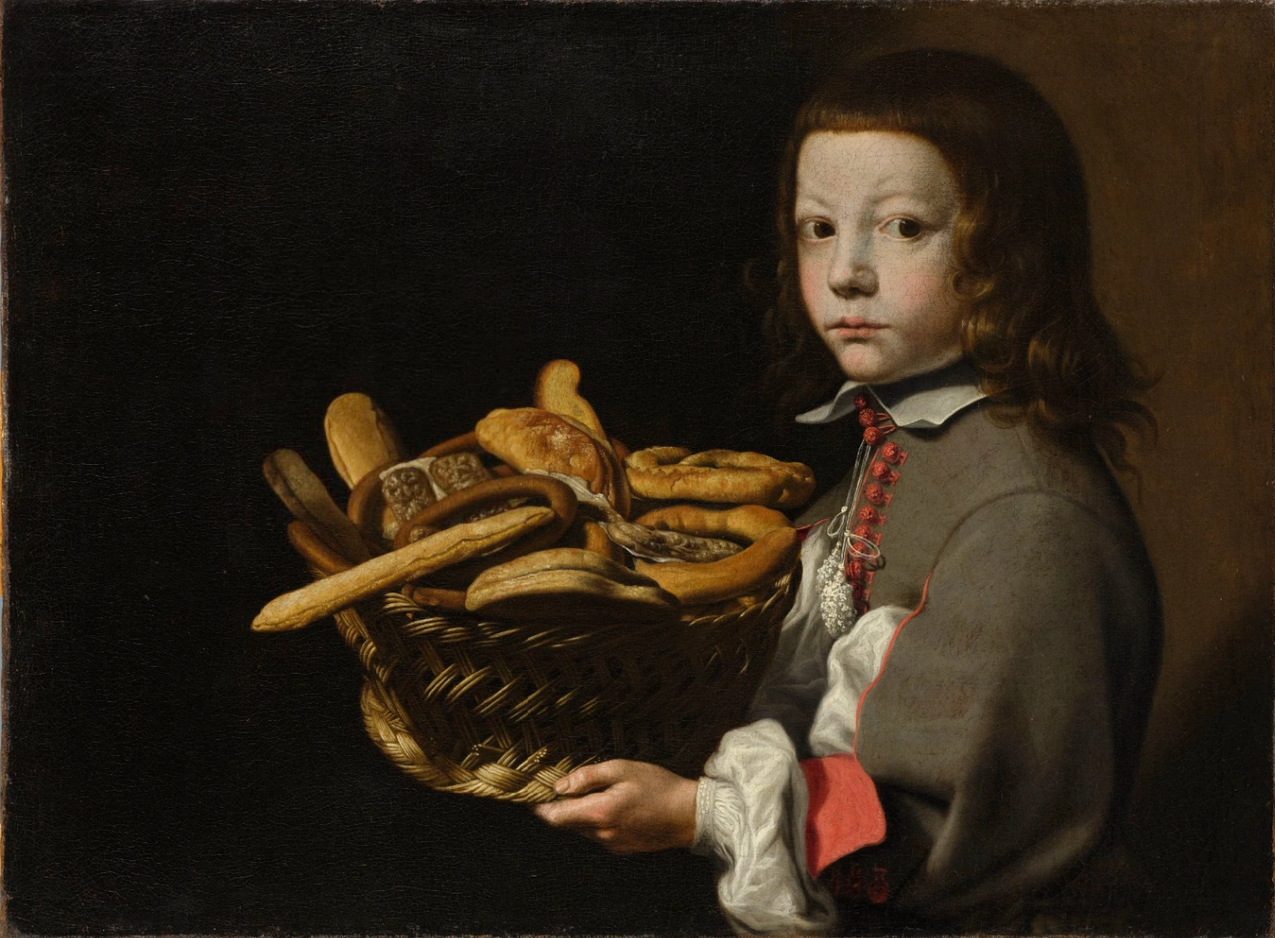 Evaristo Baschenis, Ragazzo con canestra di pane e dolciumi, 1650-1660 circa, Evaristo, Accademia Carrara, Bergamo
