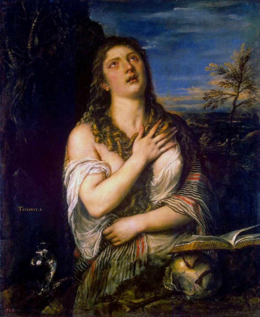 Tiziano Vecellio, Maddalena Penitente, 1565, olio su tavola, 119 × 98 cm, Museo dell'Ermitage, San Pietroburgo.
