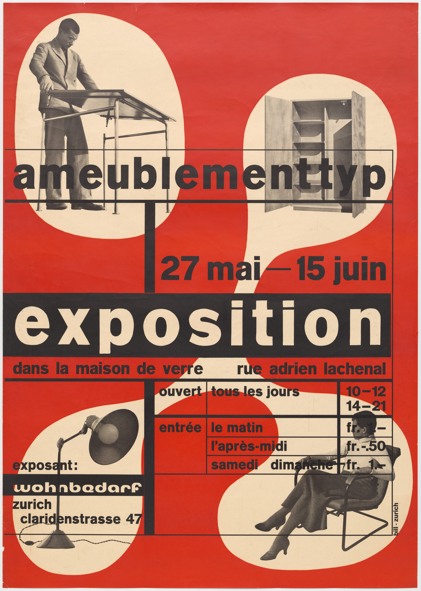 Max Bill, Manifesto per una mostra di mobili di Wohnbedarf presso la Maison de Verre di Le Corbusier, Ginevra, 1933, MoMA, New York. © MoMA