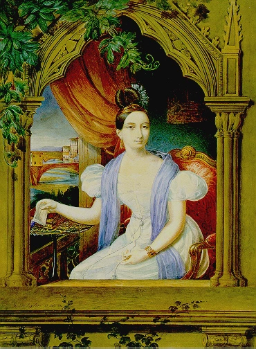 Charlotte Napoléone Bonaparte, Autoritratto, 1834, acquerello su carta, 48 x 37 cm, Museo Napoleonico, Roma.