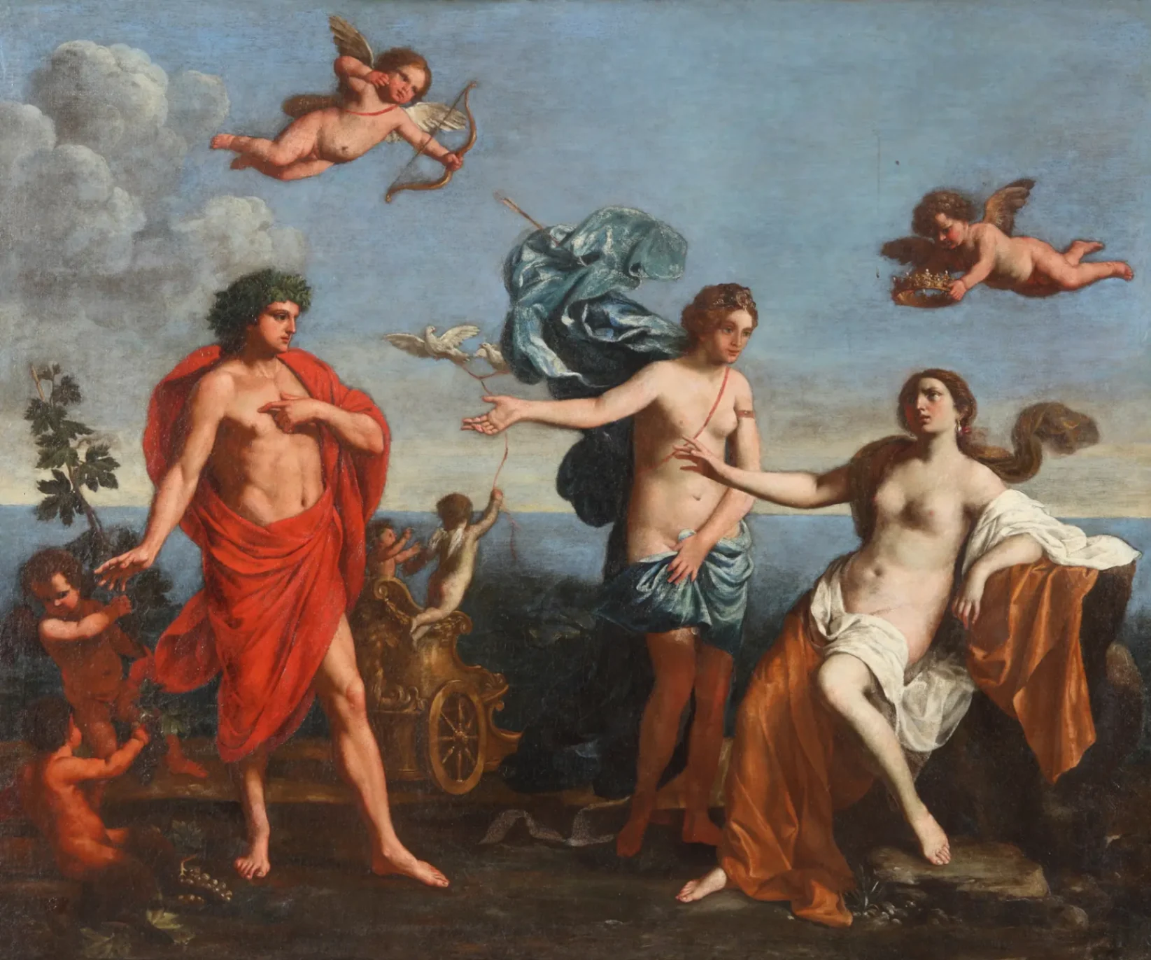 Giacinto Gimignani, Bacco e Arianna, 1650 circa, olio su tela, 123,5 x 149,5 cm, Ptuj Ormož Regional Museum, Ptuj castle.