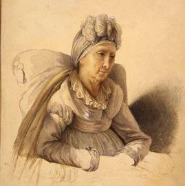 Charlotte Napoleone Bonaparte e Alessandro Capalti, Ritratto di Letizia Ramolino, Napoleonis Mater, 1835, acquerello su carta, 26,7 x 20,3 cm, Museo Napoleonico, Roma.
