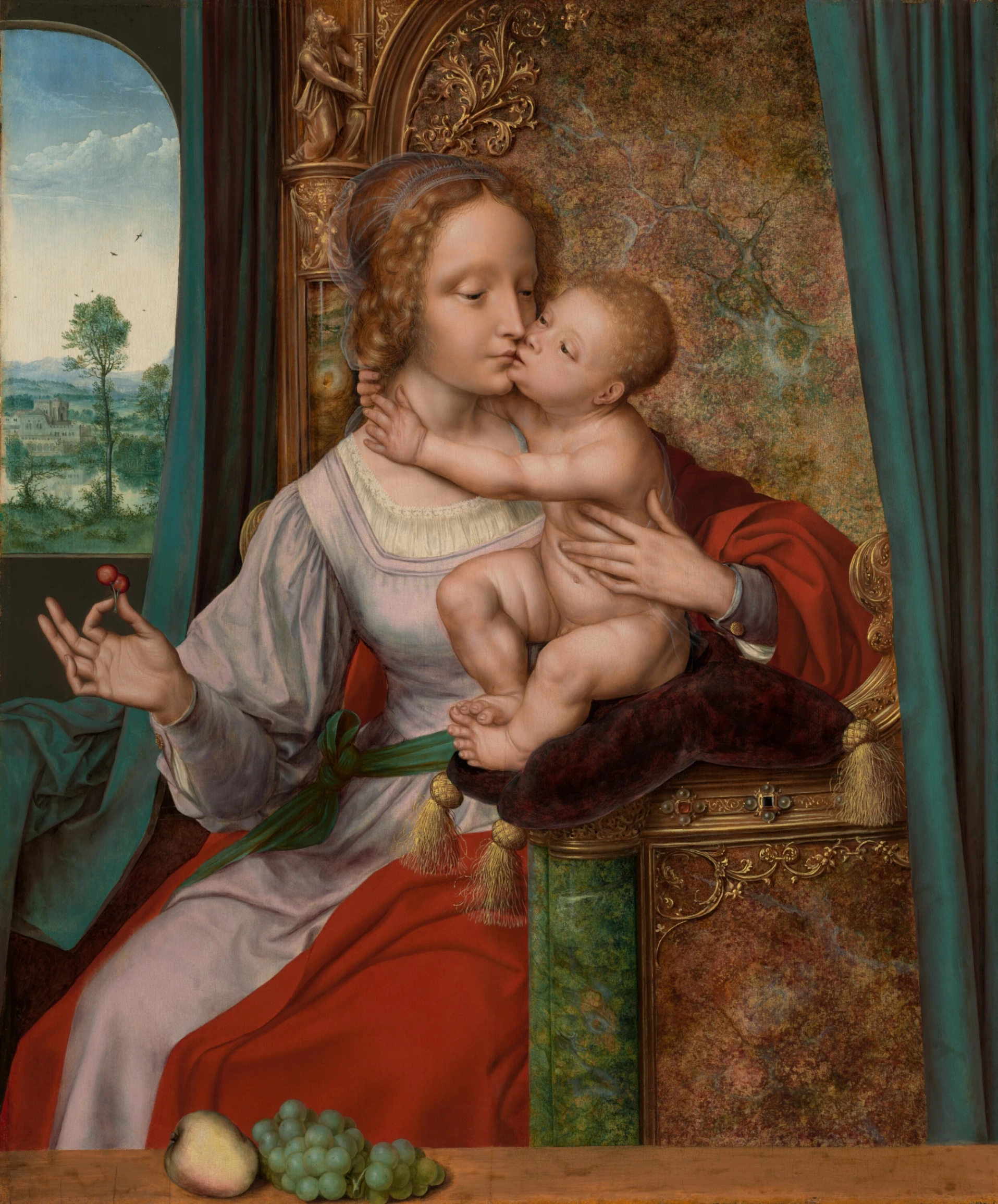 Quentin Metsys, Madonna delle Ciliegie, 1520–1525, olio su tavola, 75,3 × 62,9 cm, The J. Paul Getty Museum, Los Angeles.