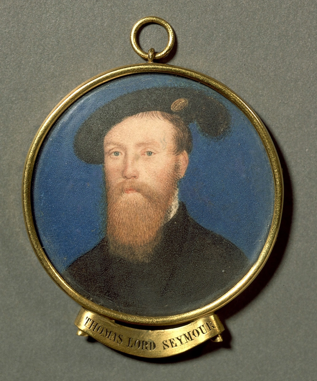 Attribuito a Levina Teerlinc, Ritratto di Thomas Seymour, 1545-1547 circa, 52 x 43 mm, National Maritime Museum, Greenwich, London, Caird Collection.