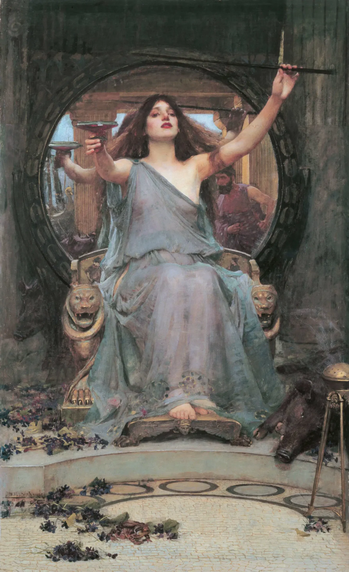 John William Waterhouse, Circe offre la coppa a Ulisse, 1891, olio su tela, 148 x 92 cm, Oldham Gallery, Oldham.