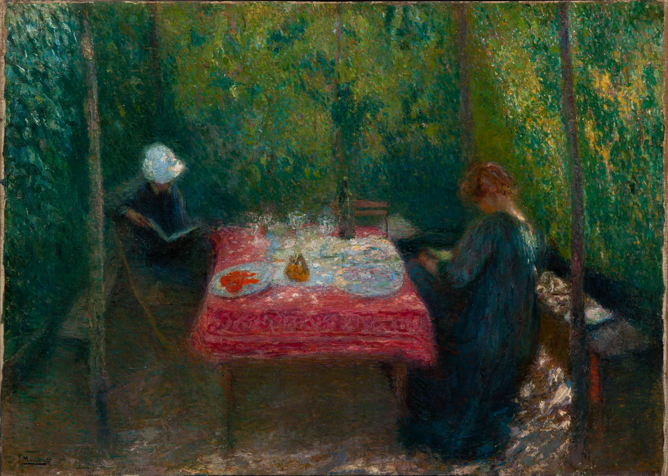 Stefano Macchiati, Frescura sotto il pergolato, 1902, olio su tela, 52,5 × 74 cm, Pinacoteca di Tortona.