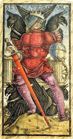 Alessandro Magno, carta del mazzo di tarocchi Sola Busca, Pinacoteca di Brera, Milano. © Pinacoteca di Brera