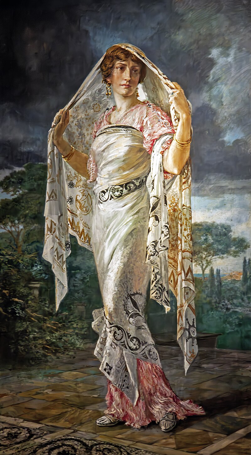 Mariano Fortuny, Henriette Fortuny in abiti Fortuny, 1935, Museo Fortuny. © Museo Fortuny